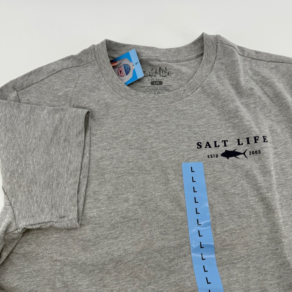 Salt Life Mens Large Gray Short Sleeve Graphic T-Shirt Fish Logo NWT